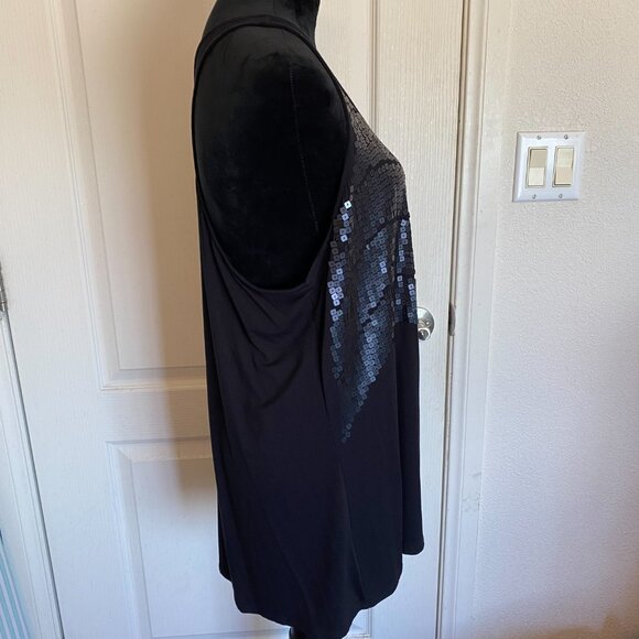 Lane Bryant SZ 18/20 Black Sequined Rayon Tank - Picture 2 of 11